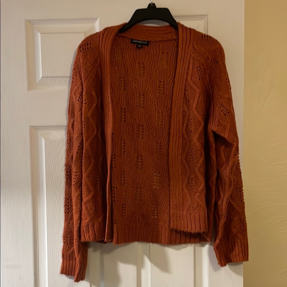 Brown Cable Knit Cardigan Sweater